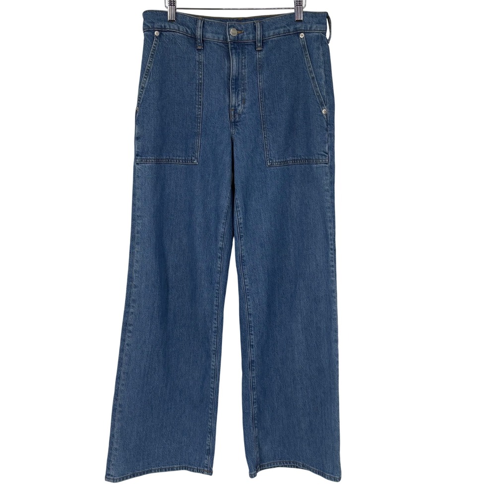 J.Crew Wide‎ Leg Jeans 28T Utility Denim Pants Medium Wash High Rise Gorp Baggy